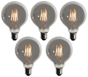 Sada 5 stmievateľných LED žiaroviek E27 s 3 stupňami dymu G95 4W 200 lm 1900K