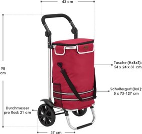 Nákupný vozík 3 v 1 – objem 56 l, červený
