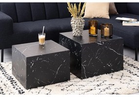 Čierne konferenčné stolíky v dekore mramoru v súprave 2 ks 58x58 cm Dice – Actona