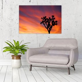 Obraz západu slnka nad siluetou stromu (90x60 cm)