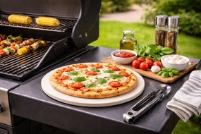 Univerzálny pizza kameň – Cordierit BestBerg BBBQ-3005PZ / Ø 30,5 cm / krémová