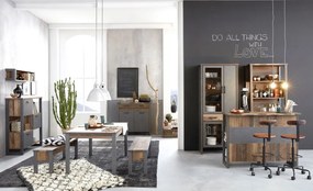 Vysoká vitrína Prime, vintage optika dreva