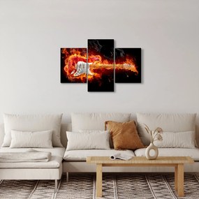 Obraz - Gitara v plameňoch (90x60 cm)