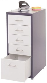 Zásuvková skrinka Boston T851 - 69x28x41cm, 5 zásuviek - tmavosivá biela