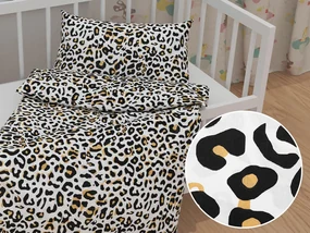 Biante Detské bavlnené posteľné obliečky do postieľky Sandra SA-409 Leopardí vzor na bielom Do postieľky 90x130 a 40x60 cm