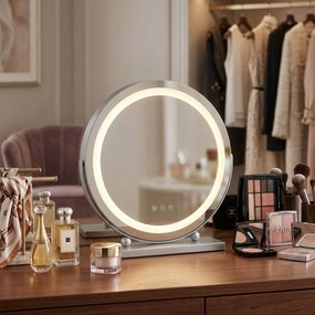 Rea MAKE-UP, kozmetické LED zrkadlo 40cm na postavenie, chrómová, HOM-01808
