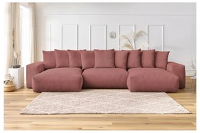 Svetloružová menčestrová rohová pohovka Voltaire – Bobochic Paris