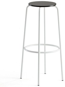 Barová stolička TIMMY, biely rám, čierny sedák, V 830 mm