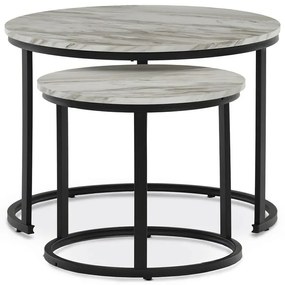 Sada konferenčných stolíkov, biely mramor, 2 ks