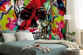 Samolepiaca tapeta lebka v graffiti  prevedení