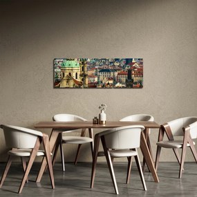 Obraz - Panorama Prahy (s hodinami) (90x30 cm)