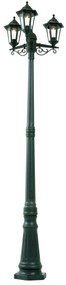 Klasická vonkajšia lampa tmavozelená 217cm 3-svetlá IP44 - New Haven