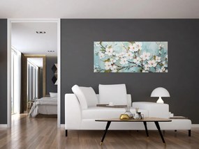 Obraz - Maľba, kvitnúce vetvy stromu (120x50 cm)