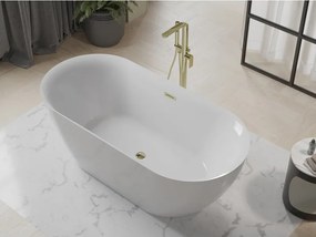 Mexen Roxy, voľne stojaca vaňa 170 x 80 cm, biela, zlatý lesklý prepad, 51201708000-50