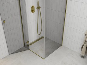 Mexen Roma, sprchový kút 100(dvere) x 100(stena) cm, 6mm číre sklo, zlatý profil, 854-100-100-50-00
