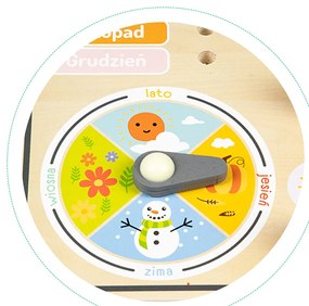 Drevená manipulačná tabuľa s kalendárom a hodinami