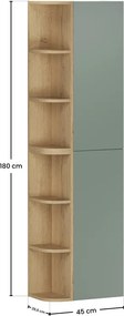 Závesná vysoká kúpeľňová skrinka Aster I 160 cm zelená/dub cremona