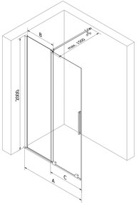 Mexen Velar, posuvné dvere do otvoru typ Walk-In 100 cm, 8mm číre sklo, medená matná, 871-100-000-03-65