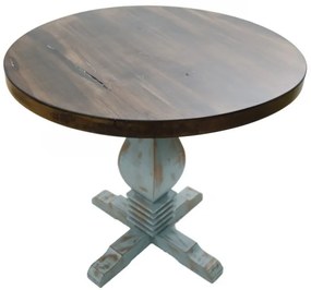 Jedálenský stôl MANORCA 75 cm hnedý / svetlo modrý