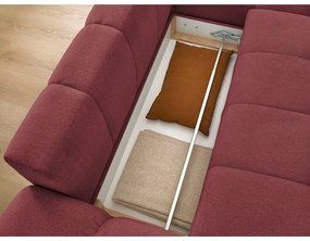 Vínovočervená ženilková rozkladacia/s úložným priestorom rohová pohovka (pravý roh/s leňoškou) Everest – Bobochic Paris