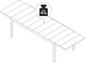 Rozkladací záhradný stôl so stolovou doskou Duraboard®, cca  200 ‒ 300 cm