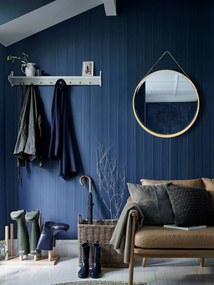 Dekorstudio Drevené okrúhle Retro zrkadlo na koženom páse II. akosť