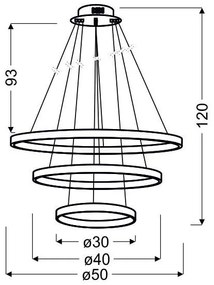 Candellux Zlaté závesné LED svietidlo Lune okrúhly 50cm 60W 33-76397