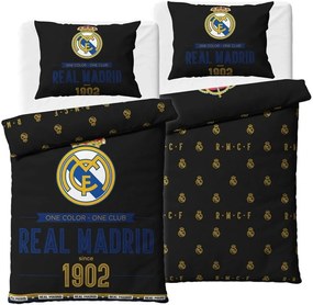 Bavlnené posteľné obliečky FC Real Madrid - motív Royal Black - 100% bavlna Renforcé - 70x90 cm +140x200 cm