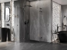 Mexen Lunar, L Duo výklopný sprchový kút 110 x 110 cm, 8mm číre sklo, profil grafit brúsený, 834L-110L-110P-66-00