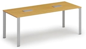 Stôl INFINITY 2000 x 900 x 750, buk + 2x stolná zásuvka TYP I, strieborná