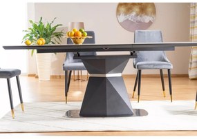 Rozkládací jídelní stůl Cortez 160/210 cm šedý mramor/antracitový