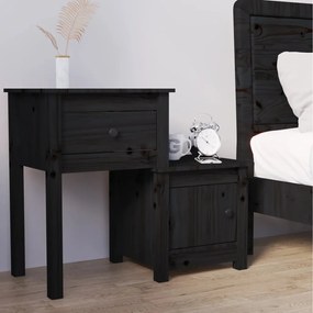 Nočný stolík čierny 79,5x38x65,5 cm masívne borovicové drevo