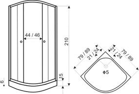 Novoterm Sprchový box štvrťkruhový NV-Cessla 80 W, 80x80 biely