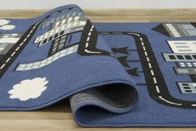 Detský  koberec  Kids 534451/94955 - Uličky pomedzi domčeky, modrý