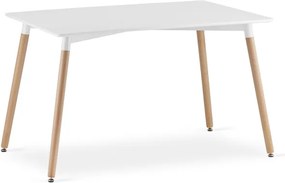 Jedálenský stôl ADRIA biely / béžový so štyrmi stoličkami WAT sivé / béžové