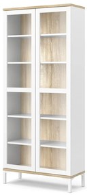 Biela/v prírodnej farbe vitrína v dekore duba 89x203x36 cm Roomers – Tvilum