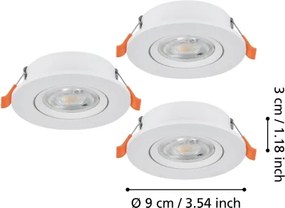 Eglo 902262 - SADA 3x LED zapustených bodových svietidiel BARRANCO LED/4,8W/230V biela