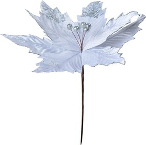 Dekorácia zápich kvetina biela vianočná hviezda Poinsettia - Ø 34*38 cm