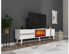 TV stolík/skrinka s krbom Vekika 3 (biela + strieborná) . Akcia -18%. Vlastná spoľahlivá doprava až k Vám domov. 1095530