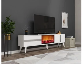 TV stolík/skrinka s krbom Vekika 3 (biela + strieborná) . Vlastná spoľahlivá doprava až k Vám domov. 1095530