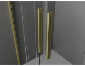 Mexen Velar Duo, posuvné sprchové dvere do otvoru 150 cm, 8mm šedé sklo, zlatá matná, 871-150-000-42-55