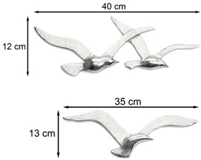 BOLTZE Kovová dekorácia na stenu Birds 13x35 cm + 12x40 cm