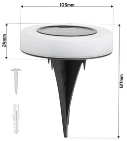 BERGE LED solárna záhradná lampa - IP44 - biela