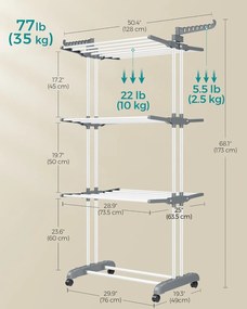 Sušák na prádlo Nehy 173 cm šedý/bílý