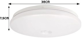 ECOLIGHT LED stropné svietidlo 24W IP44 PIR neutrálna biela