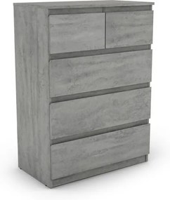Komoda s 5 zásuvkami Carlos, šedý betón, 75 cm
