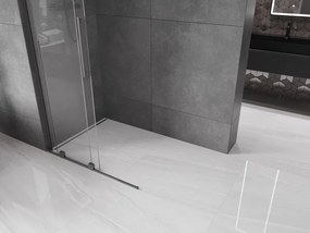 Mexen Velar L, posuvná sprchová zástena Walk-in 110 x 200 cm, 8mm číre sklo, grafitová, 871-110-003-03-95