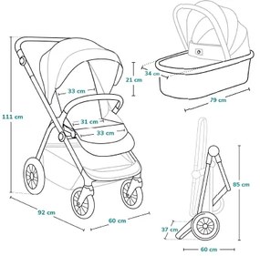 Lionelo - Kombinovaný kočík 3v1 BIANKA béžovo-pieskový