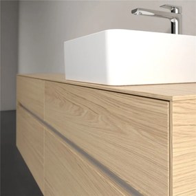 VILLEROY &amp; BOCH Collaro závesná skrinka pod umývadlo na dosku (umývadlo vpravo), 4 zásuvky, s LED osvetlením, 1600 x 500 x 548 mm, Nordic Oak, C051B0VJ