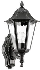 EGLO Vonkajšie nástenné svetlo s čidlom NAVEDO, lampáš, vrchný, čierne, 47,5x20cm